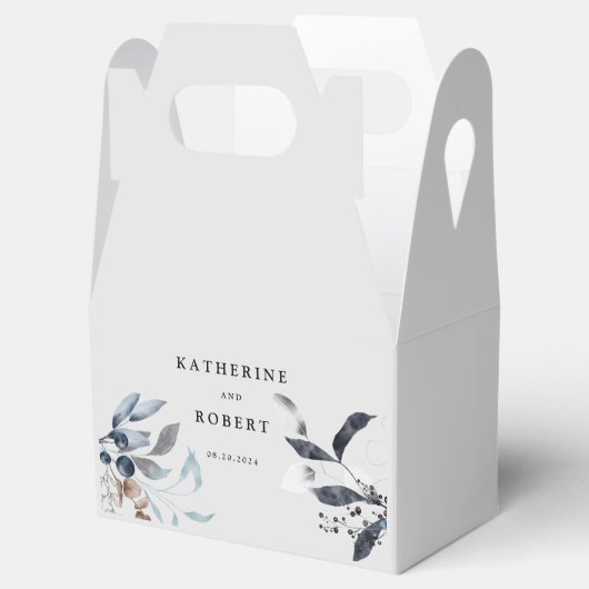 ブルー霜の降りたウィンターフローラモノグラム結婚ズ フェイバーボックス (オープン)