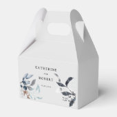 ブルー霜の降りたウィンターフローラモノグラム結婚ズ フェイバーボックス (正面サイド)