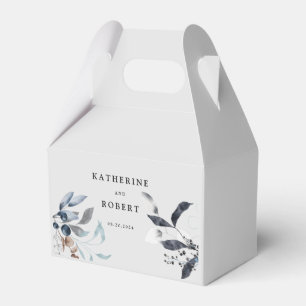 ブルー霜の降りたウィンターフローラモノグラム結婚ズ フェイバーボックス