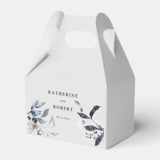 ブルー霜の降りたウィンターフローラモノグラム結婚ズ フェイバーボックス (正面サイド)