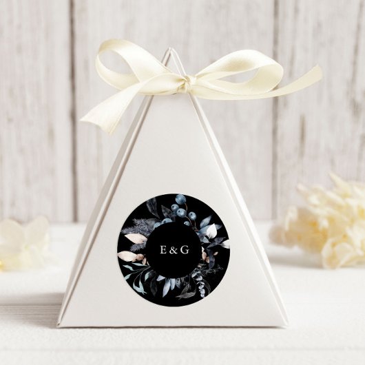 ブルー霜の降りたウィンターフローラモノグラム結婚ズ ラウンドシール