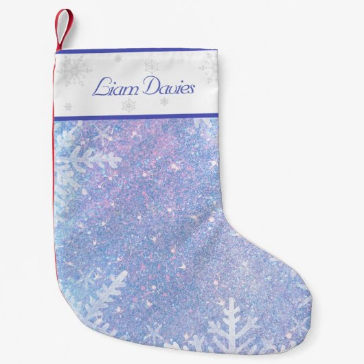 ブルー霜の降りたクパーソナライズされたリスマスストッキング スモールクリスマスストッキング (正面)