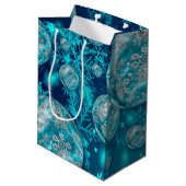 ブルー霜の降りたスノーフレークバブルホリデー ミディアムペーパーバッグ (裏面アングル)