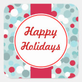 ブルー霜の降りたハッピーホリデークリスマスステッカー スクエアシール (正面)