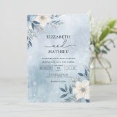 ブルー霜の降りたブランチ開花結婚ズ 招待状 (スタンド正面)