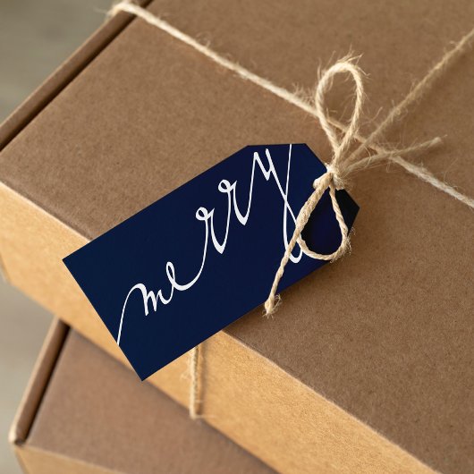 ブルー非常メリーにカスタム写真クリスマス ギフトタグ