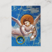 ブルー飛んでいるの天使サファイアジェムストーンモノグラム 名刺 (裏面)