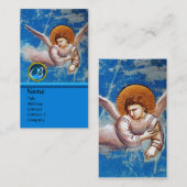 ブルー飛んでいるの天使サファイアジェムモノグラム 名刺 (正面/裏面)