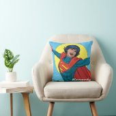 ブルー飛んでいるスーツのスーパーガール クッション (椅子)