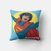 ブルー飛んでいるスーツのスーパーガール クッション (裏面)