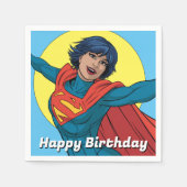 ブルー飛んでいるスーツのスーパーガール スタンダードカクテルナプキン (正面)