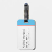 ブルー飛んでいるスーツのスーパーガール ラゲッジタグ (裏面縦)