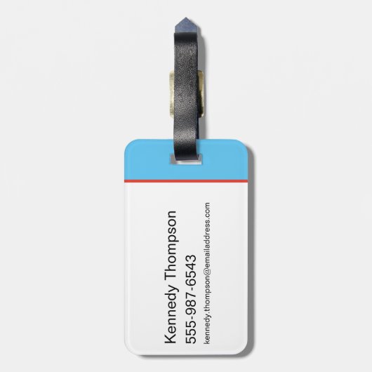 ブルー飛んでいるスーツのスーパーガール ラゲッジタグ (裏面縦)