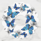 ブルー飛んでいるバターフライズモルホ ワイングラスタグ (裏面)