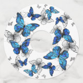 ブルー飛んでいるバターフライズモルホ ワイングラスタグ (裏面)