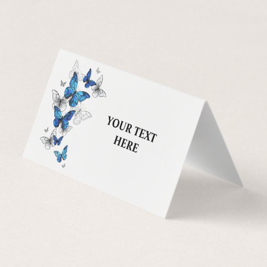 ブルー飛んでいるバターフライズモルホ 名刺 (裏面)