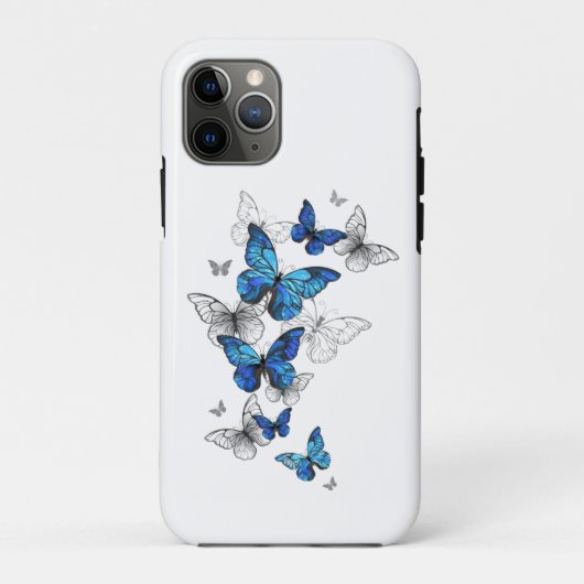 ブルー飛んでいるバターフライズモルホ Case-Mate iPhoneケース (裏面)