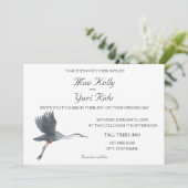 ブルー飛んでいる素晴らしヘロン結婚式招待状 招待状 (スタンド正面)