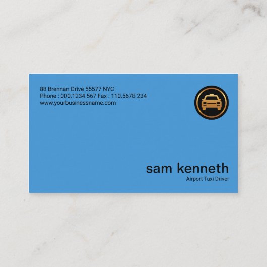 ブルー飛行機滑走路空港タクシー 名刺 (裏面)