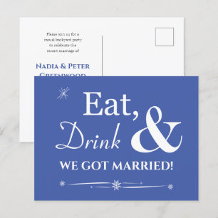 ブルー食べドリンク私たち得レトロ結婚したの駆け落ち ポストカード
