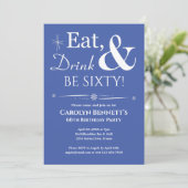 ブルー食べドリンクBe 660誕生日ミッドセンチュリー 招待状 (スタンド正面)