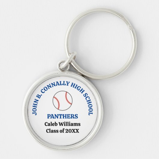ブルー高校野球選手のカスタマイズグッズ キーホルダー (正面)
