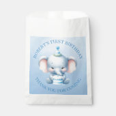 ブルー魅力的エレファント誕生日ありがとう フェイバーバッグ (正面)