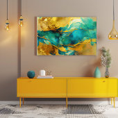 ブルー魅力的スとゴールズ抽象芸術 キャンバスプリント