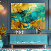 ブルー魅力的スとゴールズ抽象芸術 キャンバスプリント