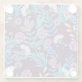 ブルー魅力的&ブルゴーニュのフラワーコースター ガラスコースター (裏面)