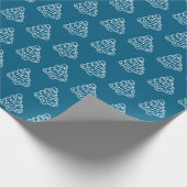 ブルー魅力的&ホワイトクリスマスツリークッキー ラッピングペーパー (角)