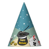 ブルー魔法ショーキッズハッピーバースデー パーティーハット (正面)