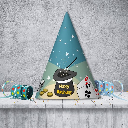 ブルー魔法ショーキッズハッピーバースデー パーティーハット