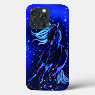 ブルー魔法ホースランニングズインムーンライト星空の夜 iPhone 13 PROケース