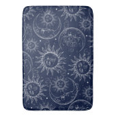 ブルー魔法ヴィンテージ天空の太陽ムーンスターズ バスマット (正面縦)