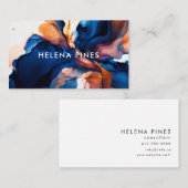 ブルー鮮やかオレンジジュエルモダン抽象芸術インク 名刺 (正面/裏面)