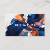 ブルー鮮やかオレンジジュエルモダン抽象芸術インク 名刺 (正面)