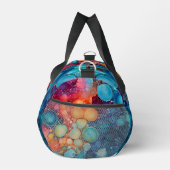 ブルー鮮やかオレンジピンクアルコールインク（ばちゃばちゃ）跳ねる ダッフルバッグ (右)