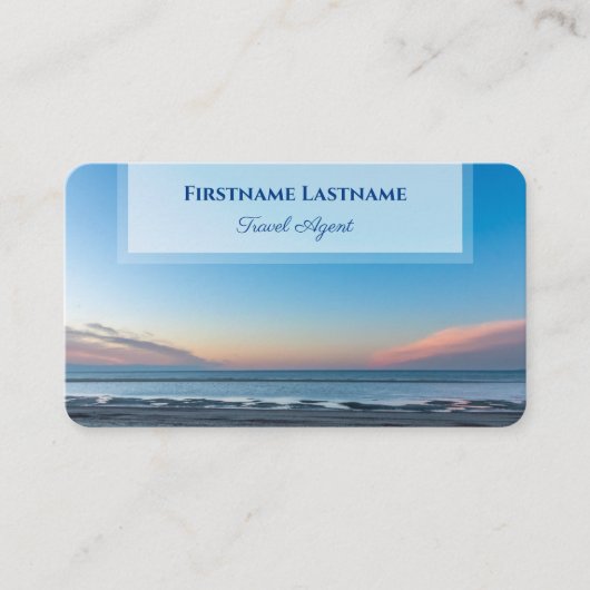 ブルー鮮やかスカイビーチサンセット海旅行代理店 名刺 (正面)