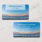 ブルー鮮やかスカイビーチサンセット海旅行代理店 名刺 (正面/裏面)