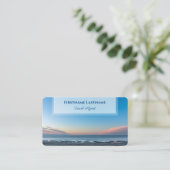 ブルー鮮やかスカイビーチサンセット海旅行代理店 名刺 (スタンド正面)