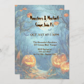 ブルー鮮やかパンプキンハロウィーン 招待状 (正面/裏面)