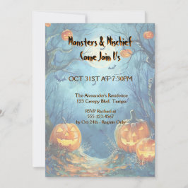 ブルー鮮やかパンプキンハロウィーン 招待状