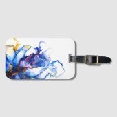 ブルー鮮やか抽象芸術フロードアートアゲート ラゲッジタグ (正面横)