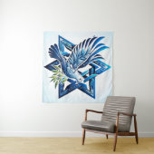 ブルー鳩とデービッド・ピースのスター タペストリー (インサイチュ(横))