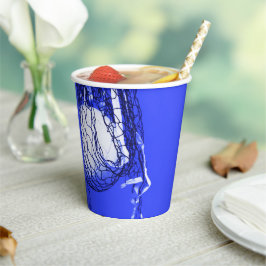 ブルー10代のはっきりした誕生日ネット&バレーボールスポーツ 紙コップ