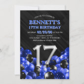 ブルー10代のボーイ17誕生日 招待状 (正面)
