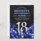 ブルー10代のボーイ18誕生日 招待状 (正面)