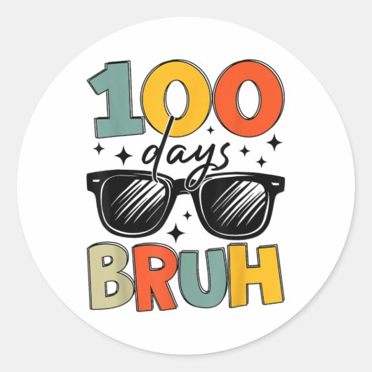 ブルー100日の学校100日目 ラウンドシール (正面)
