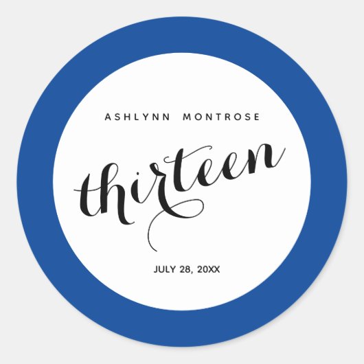 ブルー13誕生日クラシックラウンドステッカー ラウンドシール (正面)